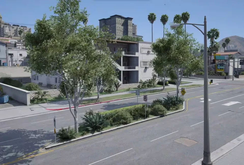 Road Vegetation FiveM Script for Enhanced City Atmosphere - in-game screenshot