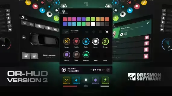 Free 0R-HUD V3: Custom Speedometer & Status HUD for FiveM