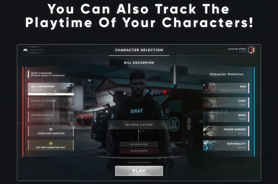 Free CodeM mMultichar: Dynamic Multi-Character System - interface detail