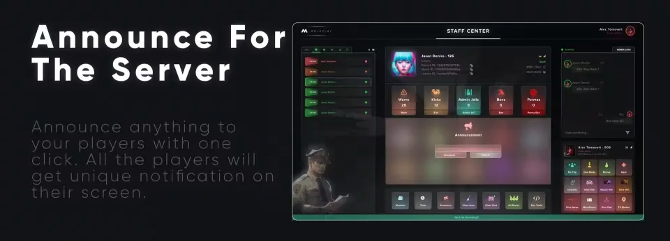 mStaff: All-in-One Admin Menu with Staff Chat - interface detail